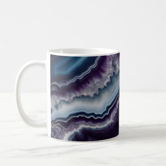Lila blaues weißes Agate-Marmordesign Kaffeetasse (Links)