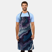 Lila blaues weißes Agate-Marmordesign Schürze (Getragen)