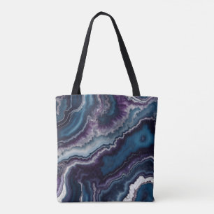 Lila blaues weißes Agate-Marmordesign Tasche