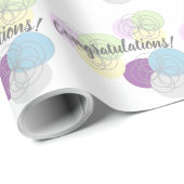 Lila blaues Zirkularmuster Herzlichen Glückwunsch Geschenkpapier (Rolleneckpunkt)