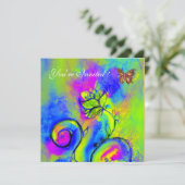 LILA-blaugrüne BLUME & SCHALTFLÄDEN Einladung (Stehend Vorderseite)