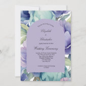 Lila blaugrüne Blumenarschenhochzeit Einladung (Vorderseite)
