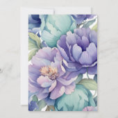 Lila blaugrüne Blumenarschenhochzeit Einladung (Rückseite)