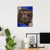 Lila bläuliche Rose Rustikale Hochzeit aus Holz Poster (Heimbüro)