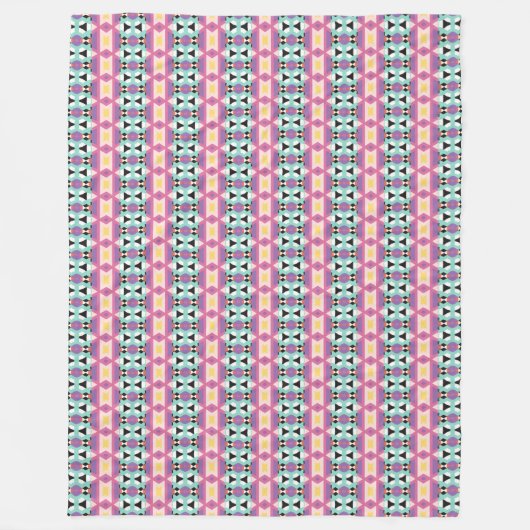 Lila-blaurosa Geometrisches Muster Fleecedecke (Vorderseite)