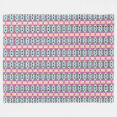 Lila-blaurosa Geometrisches Muster Fleecedecke (Vorderseite (Horizontal))