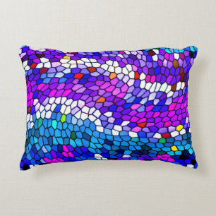 Lila blaurosa Mosaikfliesen Muster Akzent Pillow Zierkissen