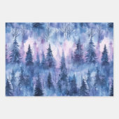 Lila Blauschneewinterbäume Geschenkpapier Set (Vorderseite)