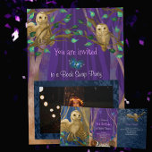 Lila, Blauwald, Eulen, Schmetterlinge zum Geburtst Dreifach Gefaltete Einladung