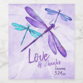 Lila Blauweinetikett, Whimsikische Libellen Weinetikett (Einzelnes Label)