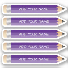 Lila Bleistift-Name für Vinyl-Aufkleber nach Maß Aufkleber