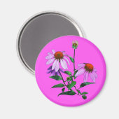 Lila Blende auf rosa Magnet (Vorderseite/Rückseite)