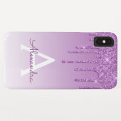 Lila Blende | Luxus Sparkle Glitzer Monogram Case-Mate iPhone Hülle (Rückseite (Horizontal))