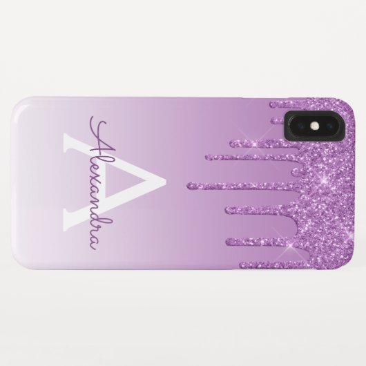 Lila Blende | Luxus Sparkle Glitzer Monogram Case-Mate iPhone Hülle (Rückseite (Horizontal))