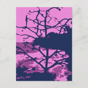 Lila Blick auf das Hawaiianische Ocean Beach Tree  Postkarte
