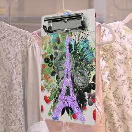 Lila Bling Eiffel Tower Mini Klemmbrett