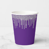 Lila Bling Girly Sparkle Pappbecher (Rückseite)