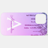 Lila Bling Luxury Sparkle Glitzer Monogram Case-Mate iPhone Hülle (Hinten (horizontal))