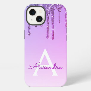 Lila Bling Luxus Funkeln Glitter Monogramm Hülle- iPhone 13 Hülle