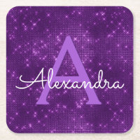 Lila Bling & Sparkle Monogram zum Geburtstag