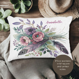 Lila Bliss Floral und Federn Akzente Kissen