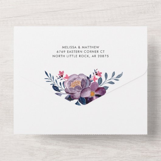 Lila Bllockengeometrie All In One Einladung (Rückseite)