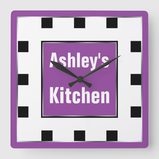 Lila Block-Quadrat-personalisierte Wand-Uhr Quadratische Wanduhr (Vorderseite)
