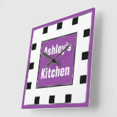 Lila Block-Quadrat-personalisierte Wand-Uhr Quadratische Wanduhr (Winkel)