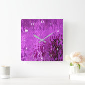 Lila Block-Schimmer-Muster Quadratische Wanduhr (Zuhause)