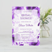 Lila Blogs Wasserfarbe Brautparty CUSTOM Einladung (Stehend Vorderseite)