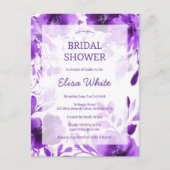 Lila Blogs Wasserfarbe Brautparty CUSTOM Postkarte (Vorderseite)