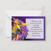 Lila Blomsterkort nach Beerdigung Danke Karten (Vorderseite)