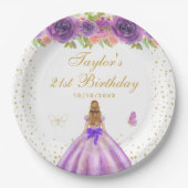 Lila Blonde-Haar-Prinzessin Geburtstagsparty Pappteller (Vorderseite)