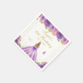 Lila Blonde-Haar-Prinzessin Geburtstagsparty Serviette (Ecke)
