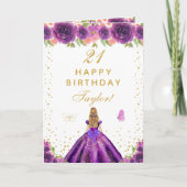 Lila Blonde Hair Girl Happy Birthday Karte (Vorderseite)