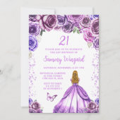 Lila Blonde Hair Princess Geburtstagsparty Einladung (Vorderseite)