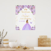 Lila Blonde-Hair-Prinzessin Geburtstag Willkommen Poster (Küche)