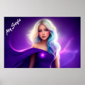 Lila blonder Nebel, elegante rosa Lady Art Poster (Vorne)