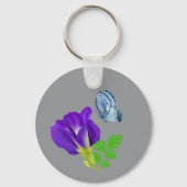 Lila Bloom Floral Geschenkwrap Schlüsselanhänger (Rückseite)
