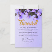 Lila Bloom Floral Mitarbeiter Abschiedskarte Dankeskarte (Vorderseite)
