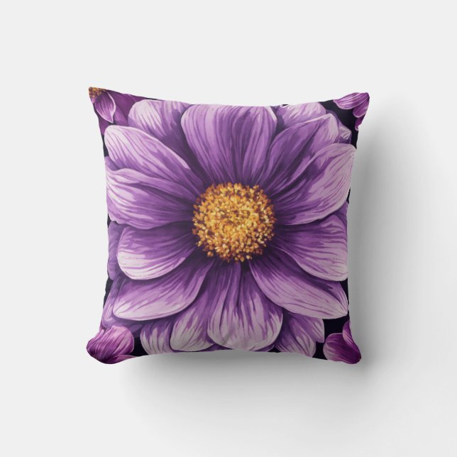 Lila Bloom Pen Gezeichnet Elegance Kissen (Vorderseite)