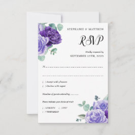 Lila Blooms Eukalyptus Botanische Hochzeit RSVP Karte