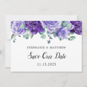 Lila Blooms Eukalyptus Botanische Hochzeit Save The Date (Vorderseite)