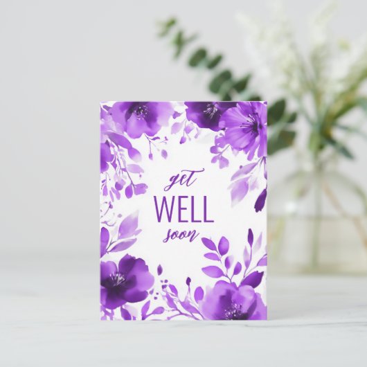 Lila Blooms Wasserfarbe wird BALD GUT GEHALTEN Postkarte (Stehend Vorderseite)