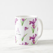 Lila Bloral-Art-Monogramm-Kreis Kaffeetasse (VorderseiteRechts)