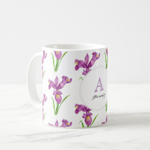 Lila Bloral-Art-Monogramm-Kreis Kaffeetasse
