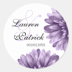 Lila Blossom Daisy Rett Date Wedding Runder Aufkleber
