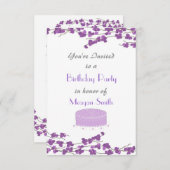 Lila Blossom Geburtstagsparty Einladung (Vorne/Hinten)