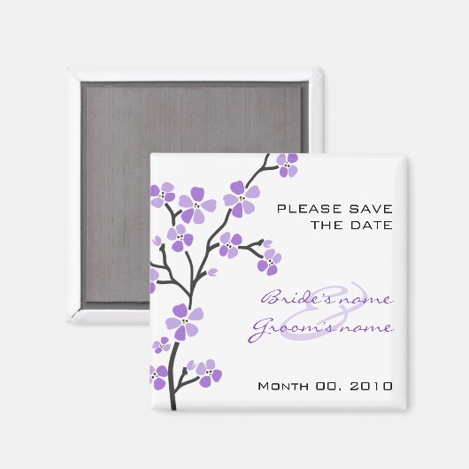 Lila Blossom Speichern Sie die Datumsmagnete Magnet (Vorderseite/Rückseite)