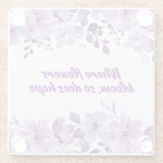 Lila Blossom-Untersetzer Glasuntersetzer (Rückseite)